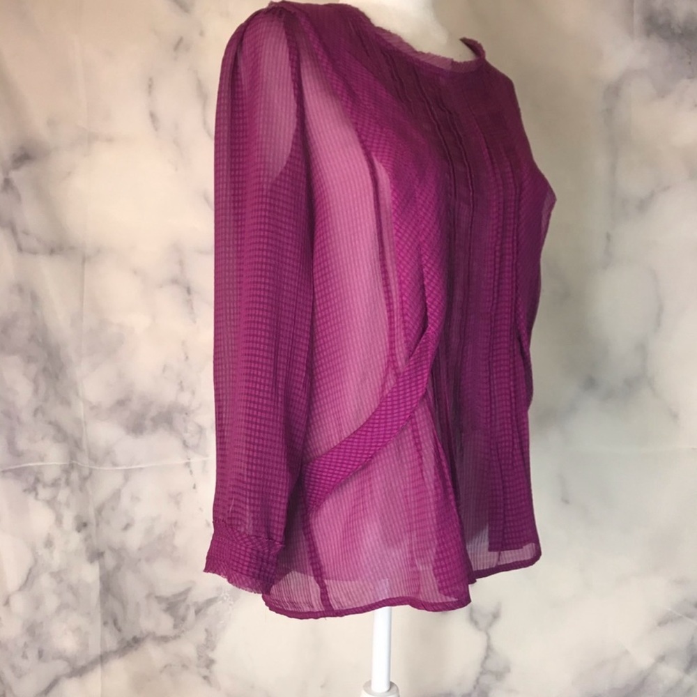 Anthro HD in Paris Purple sheer work tunic size 6 - Picture 2 of 8